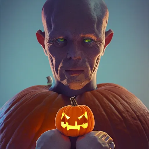 Image similar to pumpkin man, intricate artwork by tooth wu and wlop and beeple. octane render, trending on artstation, greg rutkowski very coherent symmetrical artwork. cinematic, hyper realism, high detail, octane render