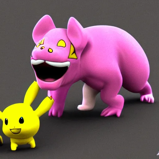 Image similar to Pink panther in a fight with pikachu