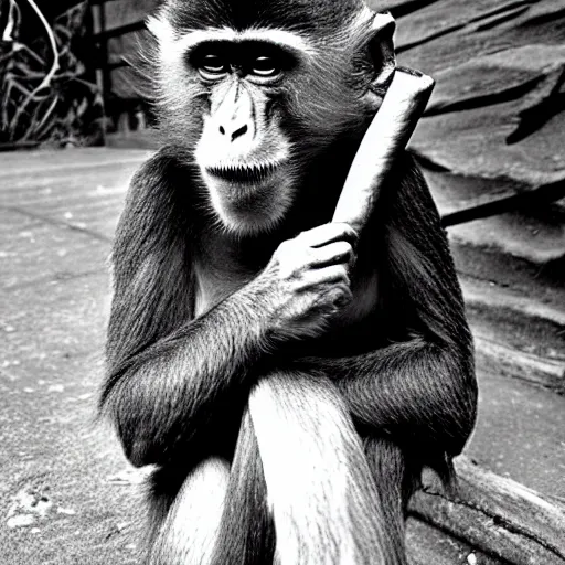 Image similar to Monkey smoking a cigar, award-winning photo