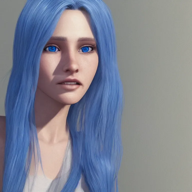 Image similar to “hyperrealistic ultra detailed unreal engine 5 RTX raytracing nvidia hairworks render of portrait of the most beutiful girl with blue eyes and white hair. Photo. Retro. Webpunk. ”