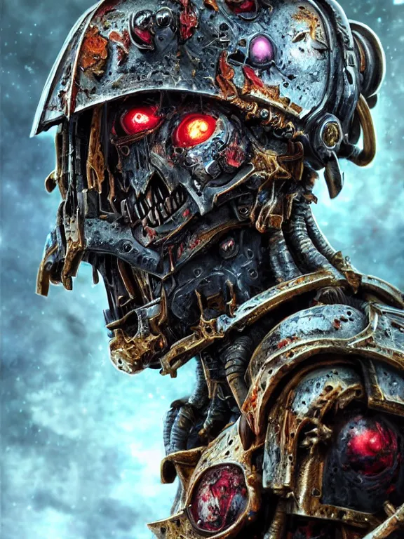 Prompt: portrait art of 8k ultra realistic undead corrupted space marine, head on fire , detailed intricate ornate armour,decaying, cybernetic, full of colour, cinematic lighting, battered, trending on artstation, 4k, hyperrealistic, focused, extreme details,unreal engine 5, cinematic, masterpiece, art by ayami kojima, giger