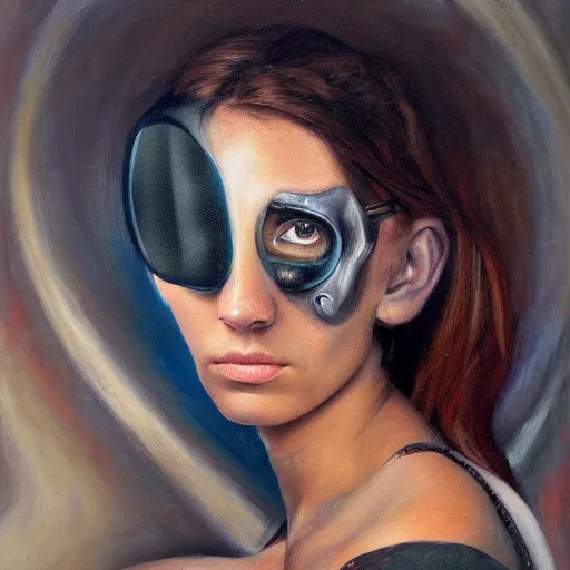 Prompt: amazing portrait of a beautiful cyborg, oil painting. HD - n 3 - i