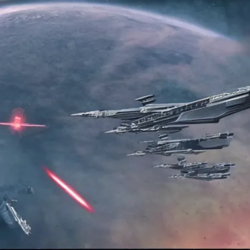 Image similar to jet fighters attacking star destroyer