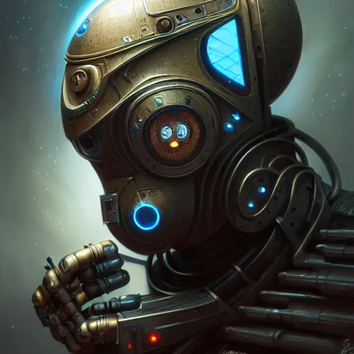 Image similar to front shot of a cyberpunk gazmask robot character, intricate, elegant, highly detailed, centered, digital painting, artstation, concept art, smooth, sharp focus, illustration, artgerm, Tomasz Alen Kopera, Peter Mohrbacher, donato giancola, Joseph Christian Leyendecker, WLOP, Boris Vallejo