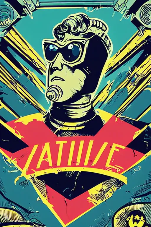 Image similar to fallout 7 6 retro futurist illustration art by butcher billy, sticker, colorful, illustration, highly detailed, simple, smooth and clean vector curves, no jagged lines, vector art, smooth andy warhol style