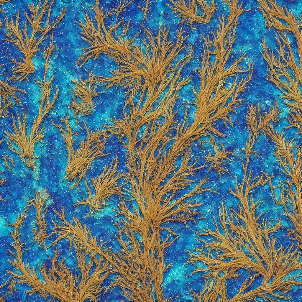 Image similar to beautiful and artistic mycelium on a fantastic planet and unusual inhabitants of the oceans, highly detailed, Pattern with optical illusion