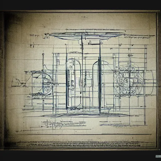 Prompt: blueprint of time machine, Da Vinci blueprints
