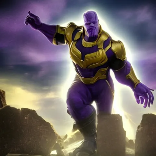 Prompt: thanos pooping on the toilet photo realistic