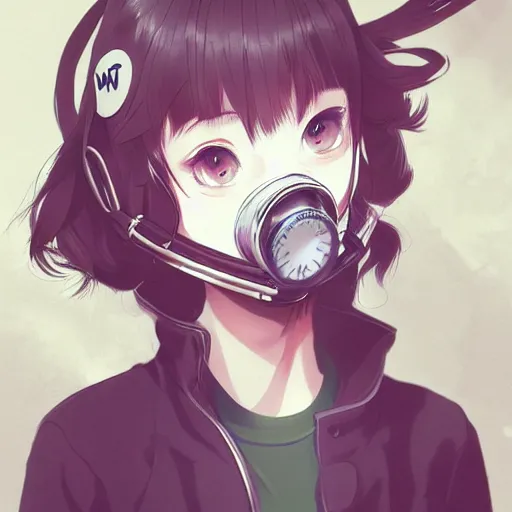 Prompt: medium shot portrait of a girl wearing a gas mask, drawn by WLOP, by Avetetsuya Studios, attractive character, colored sketch anime manga panel, trending on Artstation