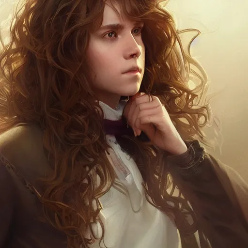 Image similar to ultra realistic illustration, hermione granger, intricate, elegant, highly detailed, digital painting, artstation, concept art, smooth, sharp focus, illustration, art by artgerm and greg rutkowski and alphonse mucha