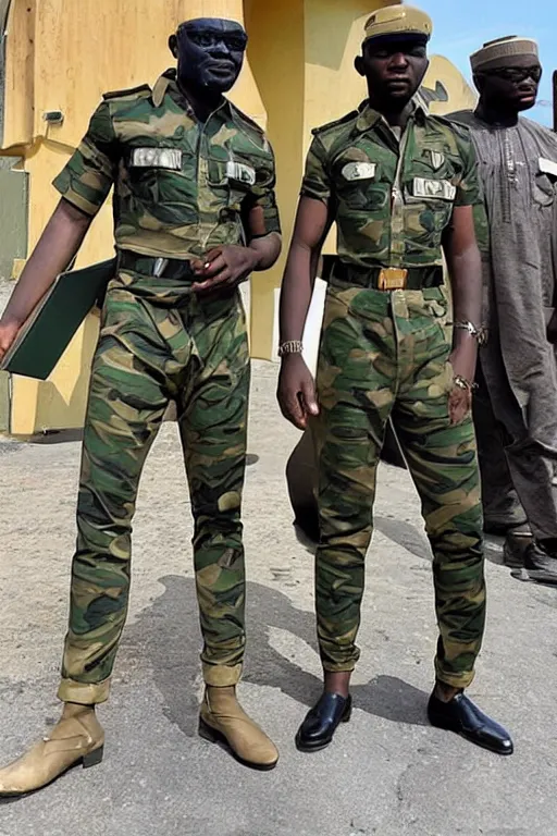 Image similar to nigerian men dressed in futuristic army gear