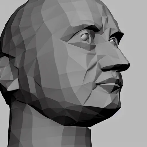 Image similar to adolf hitler, low - poly 3 d model, rendered in octane, ambient occlusion