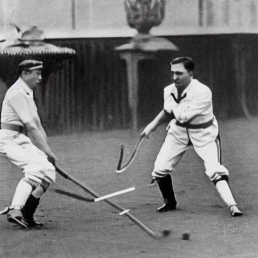 Image similar to hitler and stalin playing a polo game