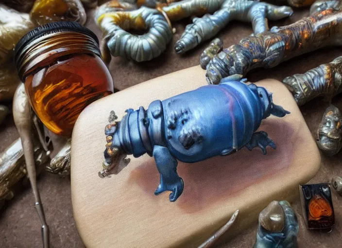 Prompt: tardigrade painting carved in amber by chiara bautista and norman rockwell and greg rutkowski weta studio