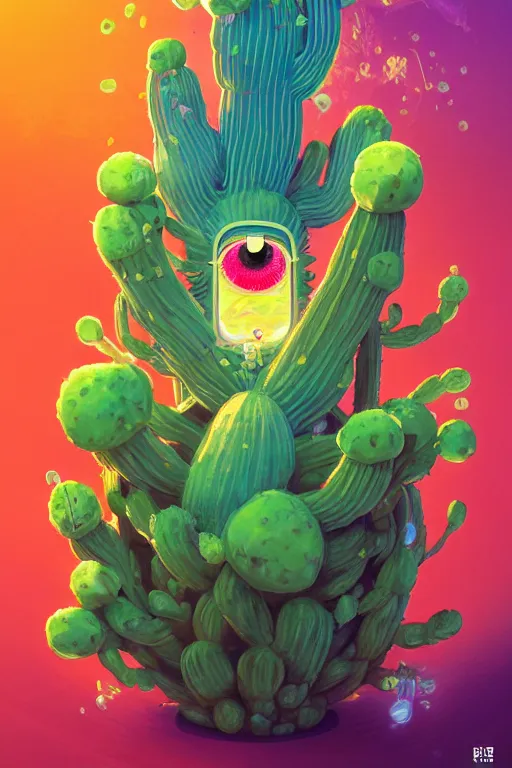 Image similar to roots cactus sushi cristal smurf ghost creature animal sushi cristal very big eye roots cactus elemental flush of force nature micro world fluo fishscale, behance hd by jesper ejsing, by rhads, makoto shinkai and lois van baarle, ilya kuvshinov, rossdraws radiating a glowing aura global illumination ray tracing hdr