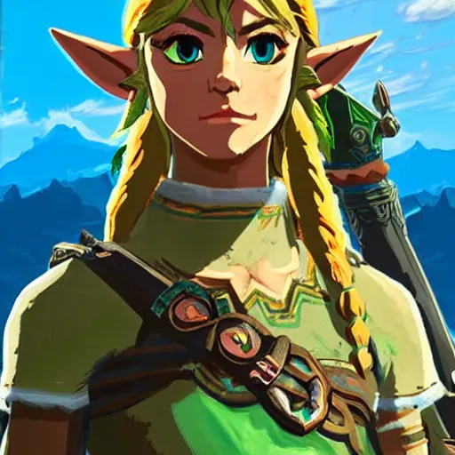 Prompt: highly detailed portrait zelda link breath of the wild in warcraft style, 4 k, unreal engine, detailed and intricate environment