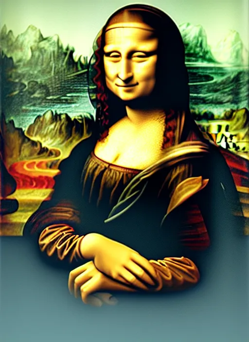 Prompt: “Mona Lisa painting with a laptop”