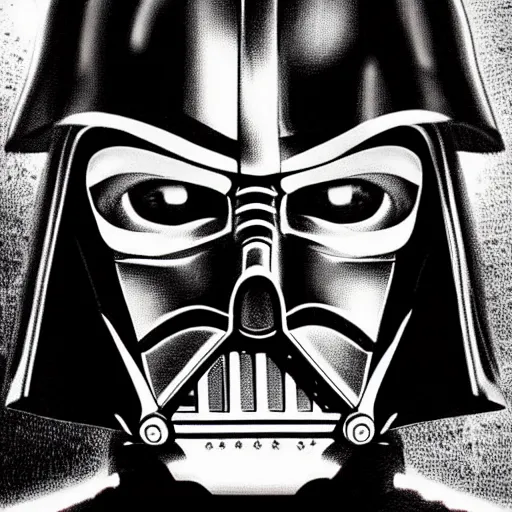 Image similar to Darth Vader portrait in the style of Junji Ito. Manga. Horror. Extremely detailed. Beautiful. 4K.