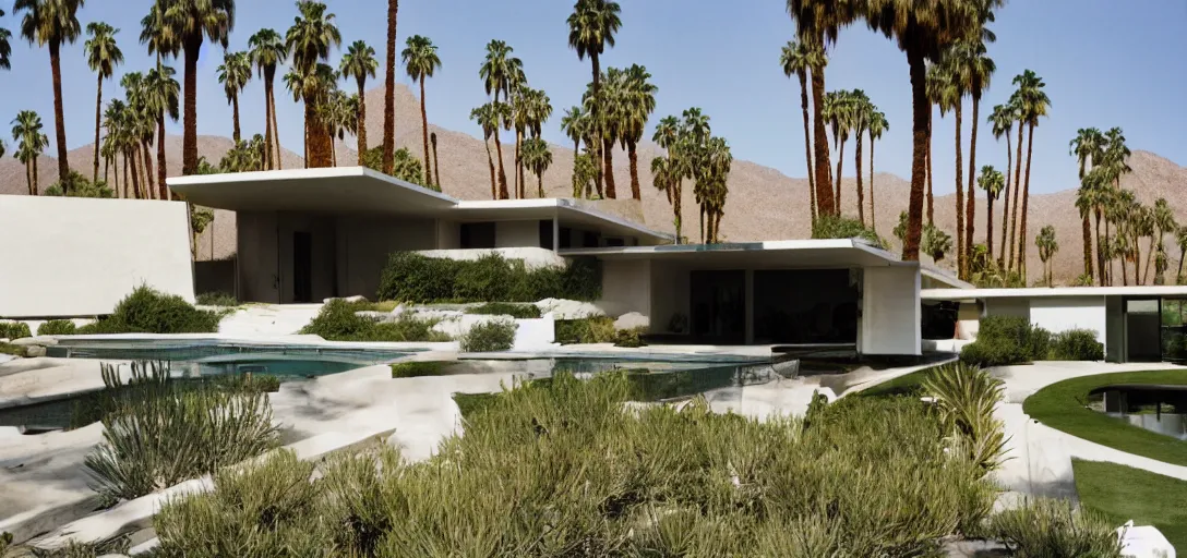 Image similar to house designed by ictinus and callicrates in palm springs, 1 9 7 2