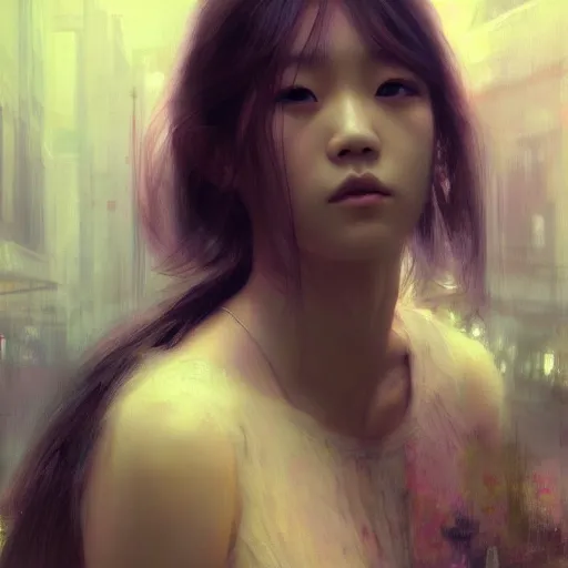 Image similar to jisoo of blackpink, hyperrealistic portrait, bladerunner street, art of elysium by jeremy mann and alphonse mucha, fantasy art, photo realistic, dynamic lighting, artstation, poster, volumetric lighting, very detailed face, 8 k, award winning