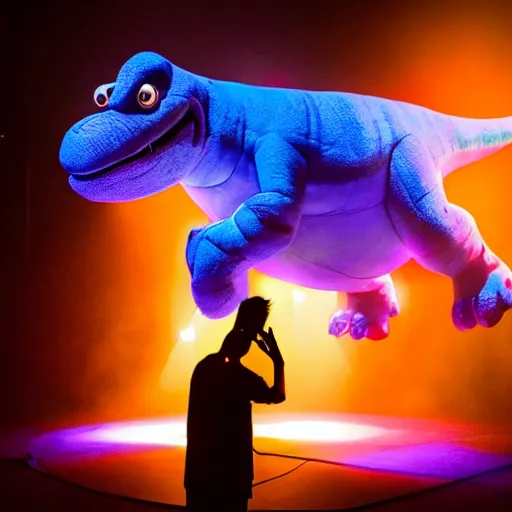 Barney the Dinosaur leads a modern worship service, | Stable Diffusion ...