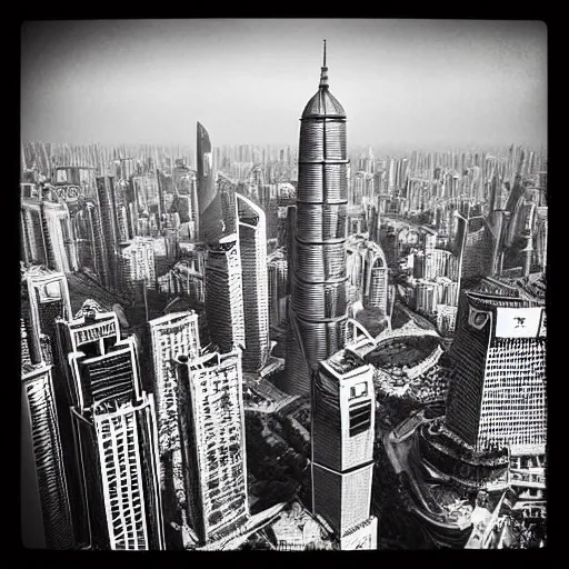 Prompt: “shanghai skyline photo by Ansel adams”