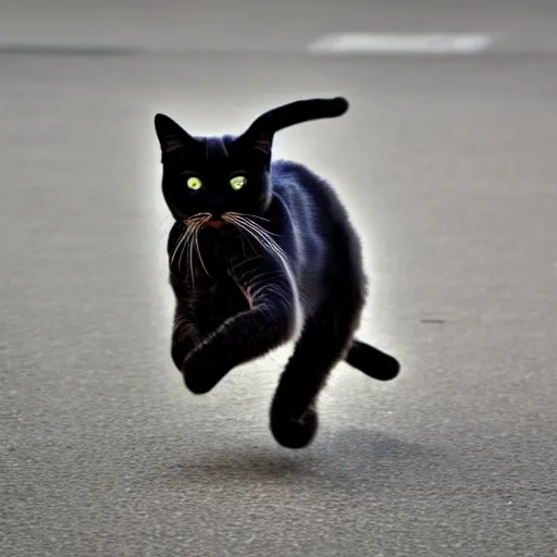 Image similar to photo of a fast blurry cat moving at the speed of light