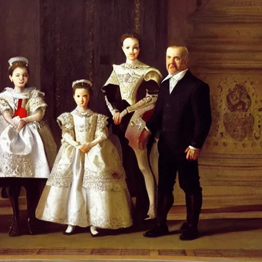 Prompt: the spanish royal family in 1 9 9 6 by diego velazquez and greg rutkowski