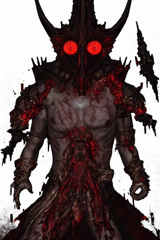 Image similar to Path of Exile, [Sirius], clear [[bronze]] face [mask], luminous red eyes, male image with [bronze] black armor, sitting on the throne, inside the ruined gothic church, black shadows, red lasers, dark red bloody fog, black-grey smoky tornadoes fly around, [[blood]], Anachronism, painting, dark fantasy, steampunk, 4k, perfect quality,