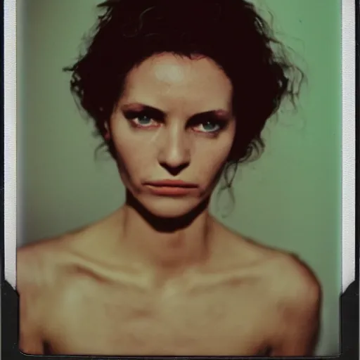 Prompt: polaroid of Hyper-real Yennifer face shot by Tarkovsky