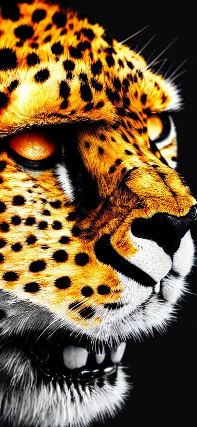 Image similar to a portrait photo of luffy as cheetah, side shot, by professional photographer, 8 k resolution, high quality