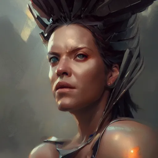 Image similar to a beautiful portrait of a iron goddess by greg rutkowski and raymond swanland, trending on artstation, ultra realistic digital art