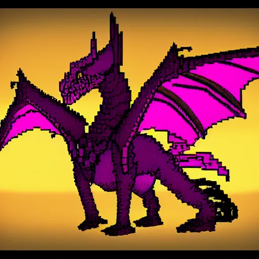 Prompt: minecraft ender dragon artwork
