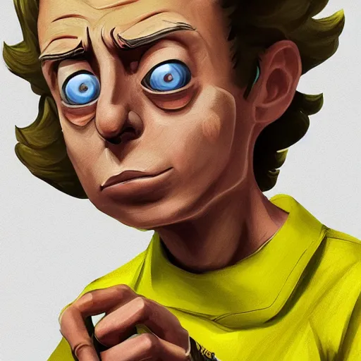 Prompt: morty from rick and morty as a human wearing yellow shirt, highly detailed portrait, digital painting, artstation, concept art, smooth, sharp foccus ilustration, artstation hq