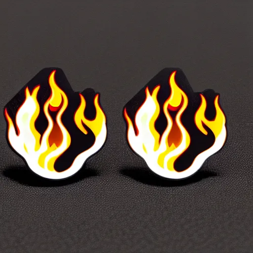 Image similar to a retro minimalistic bones with fire flame enamel pin, hd, concept art