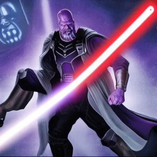 Image similar to Thanos with a lightsaber