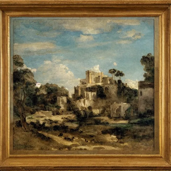 Image similar to a building in a serene landscape, by eugene delacroix