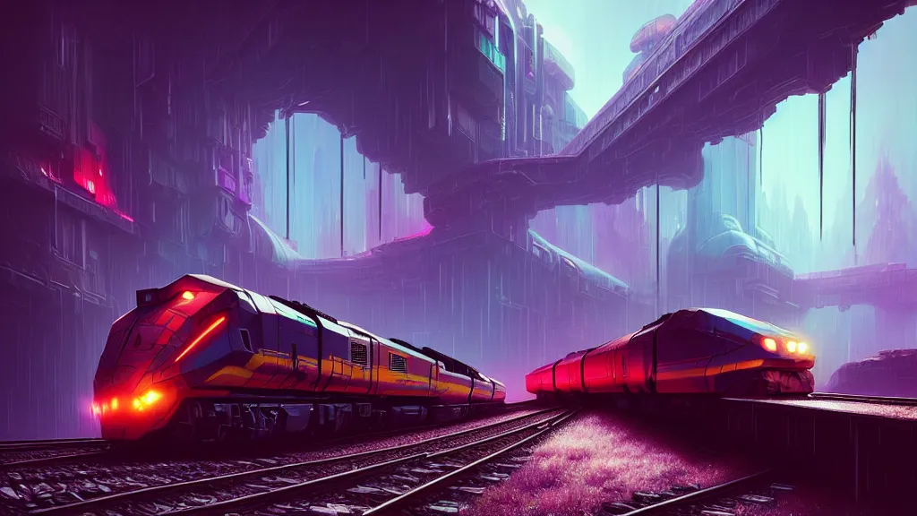 cyberpunk on railroad through beautiful Stable Diffusion OpenArt