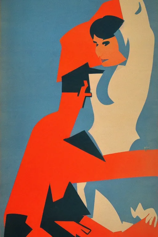 Image similar to twitter, 1 9 6 0 s soviet poster