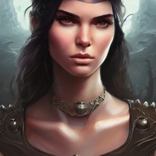 Prompt: kendal jenner, d & d, fantasy, portrait, highly detailed, digital painting, trending on artstation, concept art, sharp focus, illustration, art by artgerm and greg rutkowski and magali villeneuve