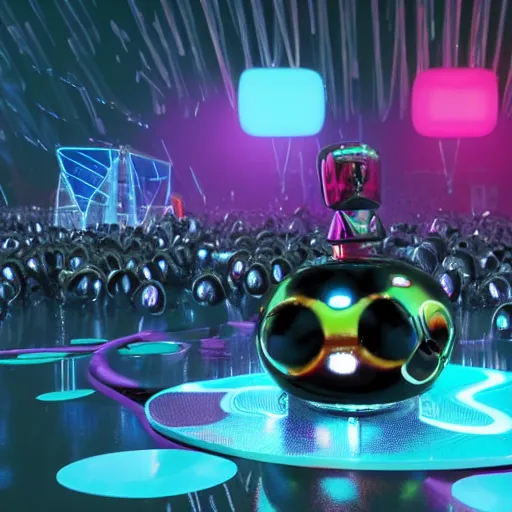 Image similar to promotional movie still wide - angle 3 0 m distance. nanorobots ( ( cat ) ) 1 million into the future ( 1 0 0 2 0 2 2 ad ). super deadly. nanorobots like disco music, disco balls, dance - off contests. dramatic lighting, cinematic lighting, octane 3 d render, saturday night fever ( film )