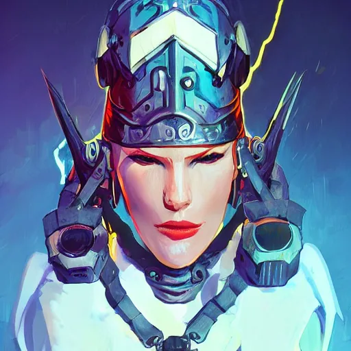 Image similar to cyberpunk viking helmet mask warrior goddess robot ninja fantasy, art gta 5 cover, official fanart behance hd artstation by jesper ejsing, by rhads, makoto shinkai and lois van baarle, ilya kuvshinov, ossdraws