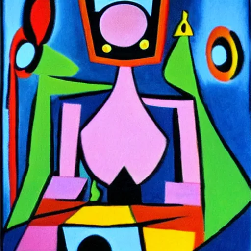 Prompt: rosey the robot as painting by pablo picasso