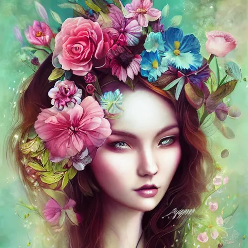 Prompt: flower princess by Anna Dittmann