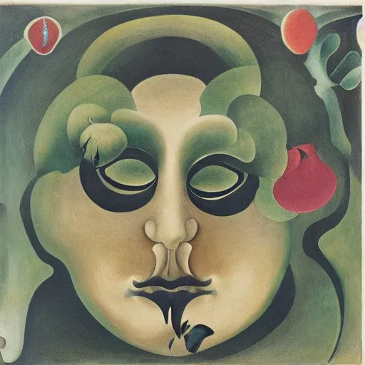 Image similar to floral face portrait by leonetto cappiello and wojciech siudmak and ernst fuchs, anni albers, oil on canvas