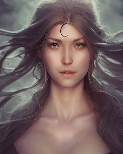 Image similar to a beautiful female cleric, ethereal, dreamy, backlit, highly detailed, realistic face, realistic lighting, sharp focus, windswept, rule of thirds, by artgerm, wlop, rossdraws, frank frazetta, andrei riabovitchev, trending on artstation, hd, 4 k, fantasy