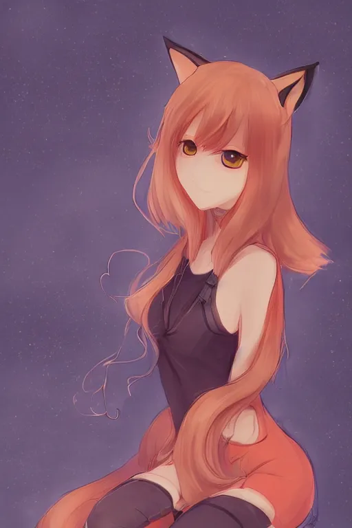 Prompt: a girl with fox features, trending on pixiv, by kawacy