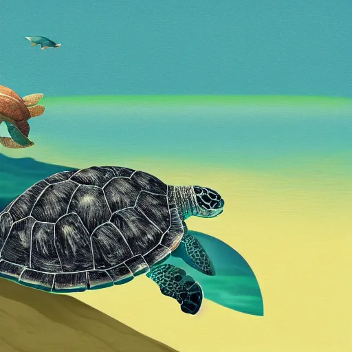 Image similar to a turtle riding a whale in the sea, 8k, digital art, photorealistic