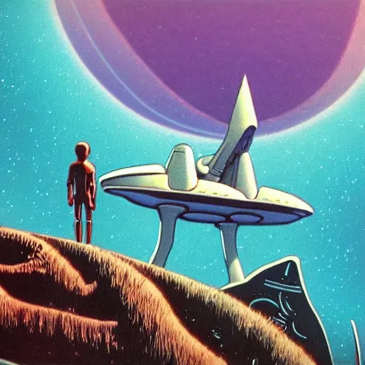 Image similar to a man spaceship starship outer worlds in FANTASTIC PLANET La planète sauvage animation by René Laloux