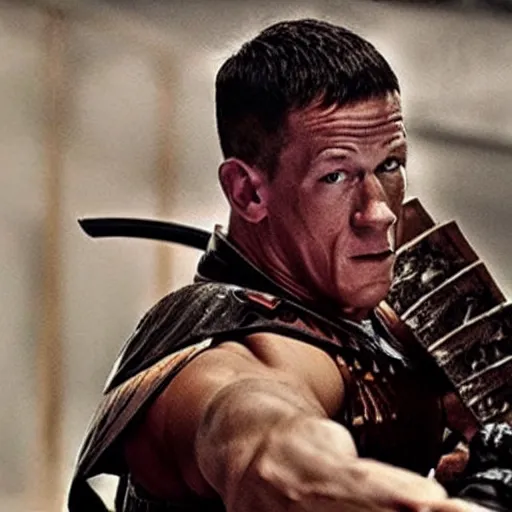 Image similar to a film still of John Cena as samurai